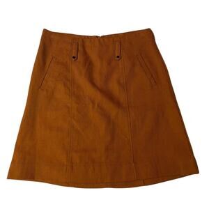 Merona Wool Blend Rust Orange Retro Style High Waisted Mini Skirt W/ Pockets 10